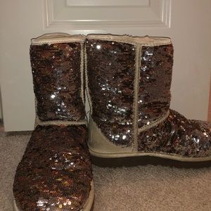 UGG Sequins Sparkle Gold/Champagne Short Boots